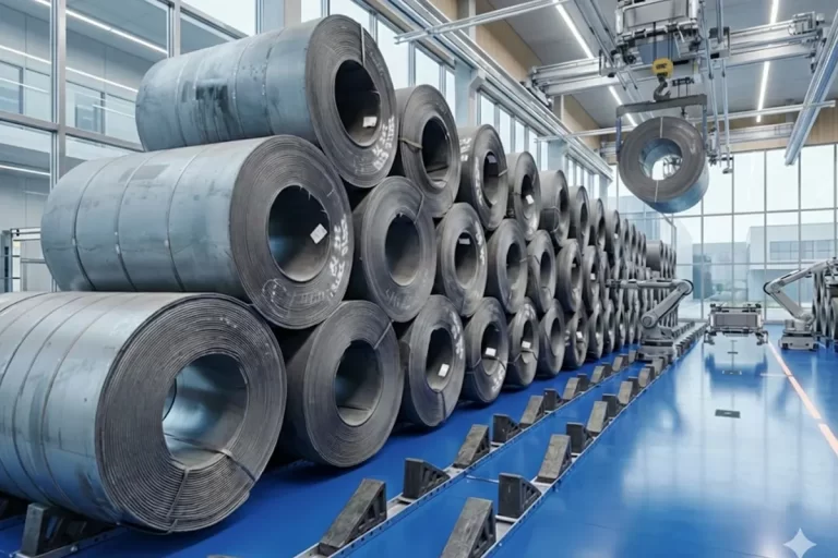 Engineering-based steel coil storage system preventing deformation, surface damage, and safety risks in industrial warehousing