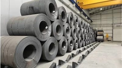 Steel coil stacking systems compared with traditional floor storage methods in an industrial steel warehouse